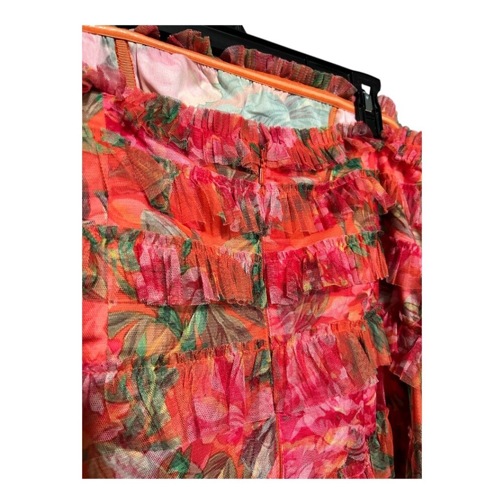 Mac Duggal  Multicolor Strapless Floral Micro Ruffle Dress ALTERED - 14 - Picture 3 of 12